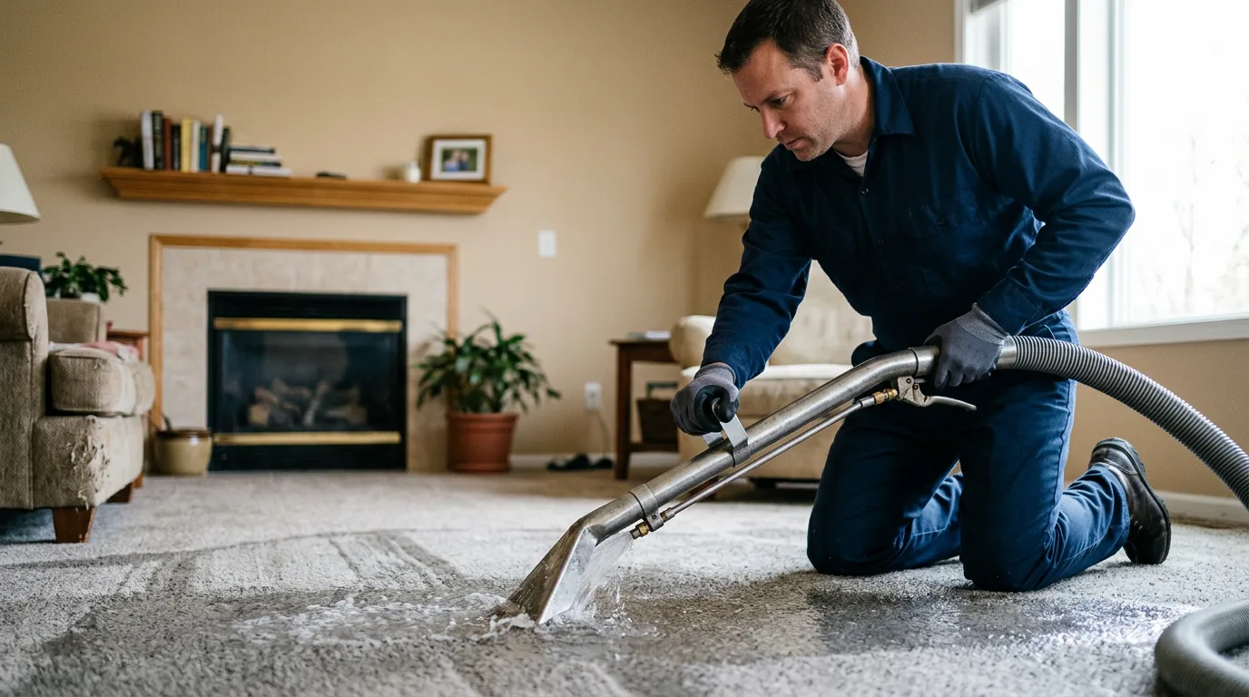 Water damage restoration technician working near Washburn, ME